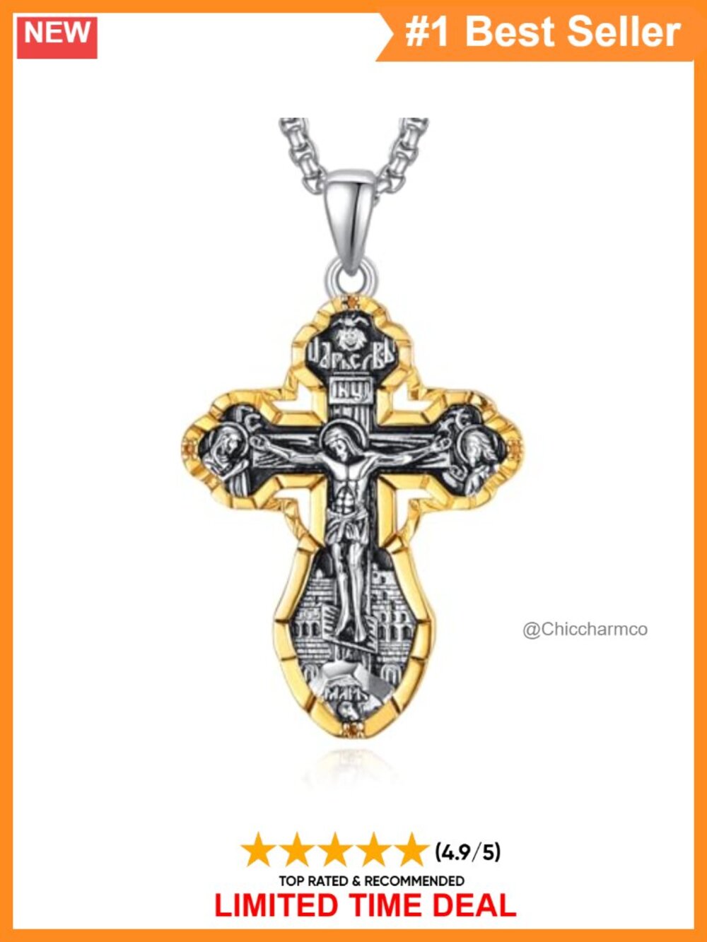 925 Sterling Silver Cross Crucifix Pendant Necklace 24 Inch Lobster Clasp